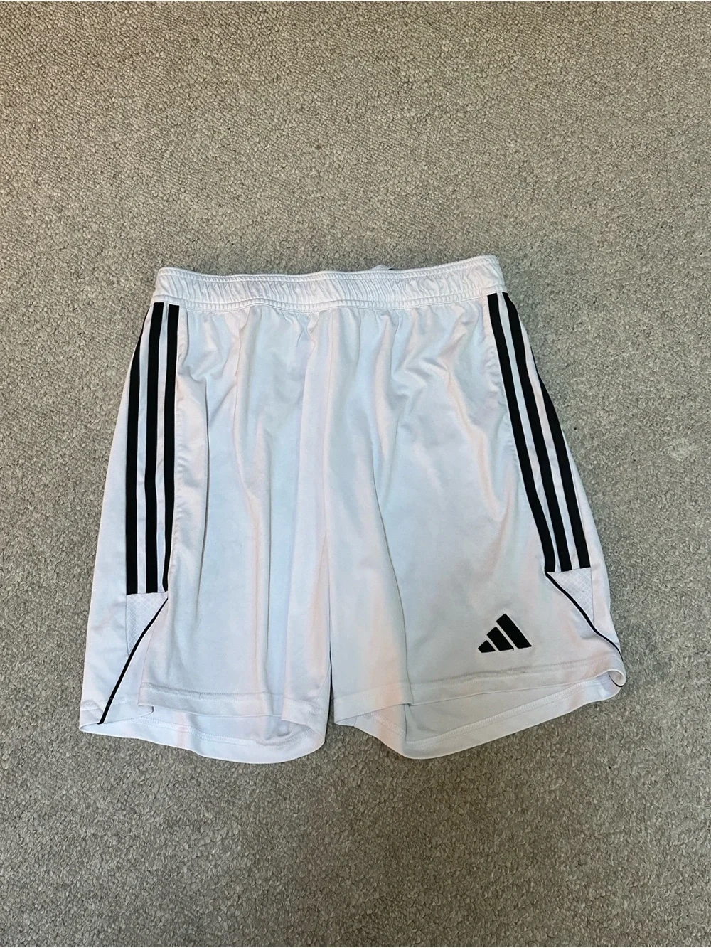 adidas White Men’s Athletic Shorts with Black Stripes